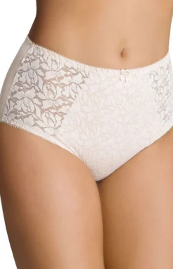 Damskie EMILI Majtki Z Wysokim Stanem|Bielizna Plus Size - Figi daskie z koronkowy przode beżowe Nora