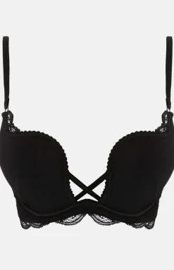 Gładki biustonosz push-up czarny Delis 36121-99X