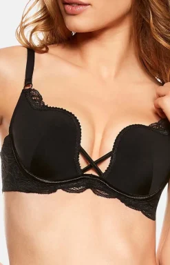 Gładki biustonosz push-up czarny Delis 36121-99X