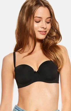 Gładki biustonosz push-up z odpinanymi ramiączkami czarny Raff 23446-99X