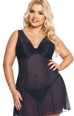 Granatowa koszulka babydoll plus size Berta