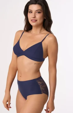Damskie Babell Majtki Z Wysokim Stanem|Bielizna Plus Size - Granatowe figi dakie z wyoki tane 2010