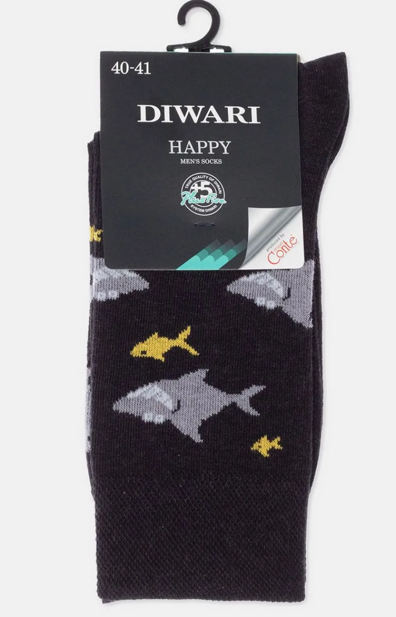 Męskie Conte Skarpety Męskie - Happy skarpetki męskie w rekiny