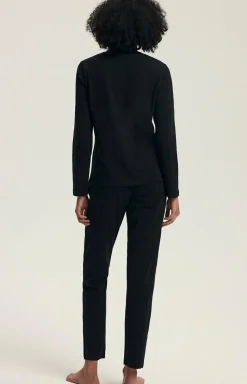Damskie Henderson Bielizna Homewear|Piżamy Damskie - czarna bawełniana piżaa daska Dairoku 43727-99X
