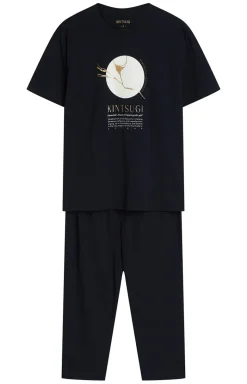 Damskie Henderson Bielizna Homewear|Piżamy Damskie - czarna bawełniana piżama damska Dairoku 43728-99X