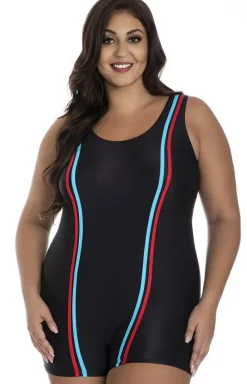 Damskie Primo Strój Kąpielowy Sportowy|Strój Kąpielowy Na Duży Biust - Jednoczęściowy strój kąpielowy wyszczuplający ze spodenkami plus size 608/01