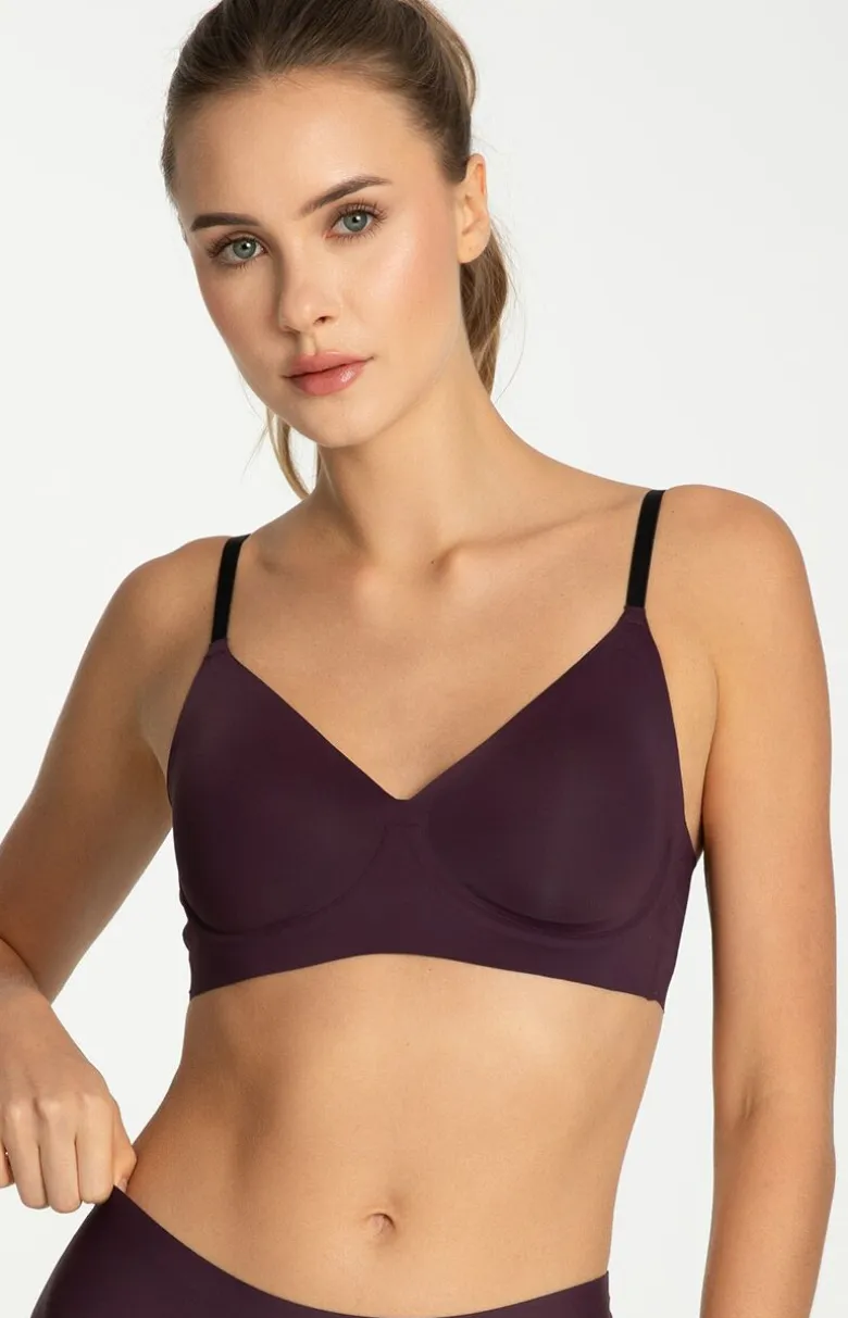 Julimex biustonosz miękki soft Dark Plum Simple T-shirt Bra
