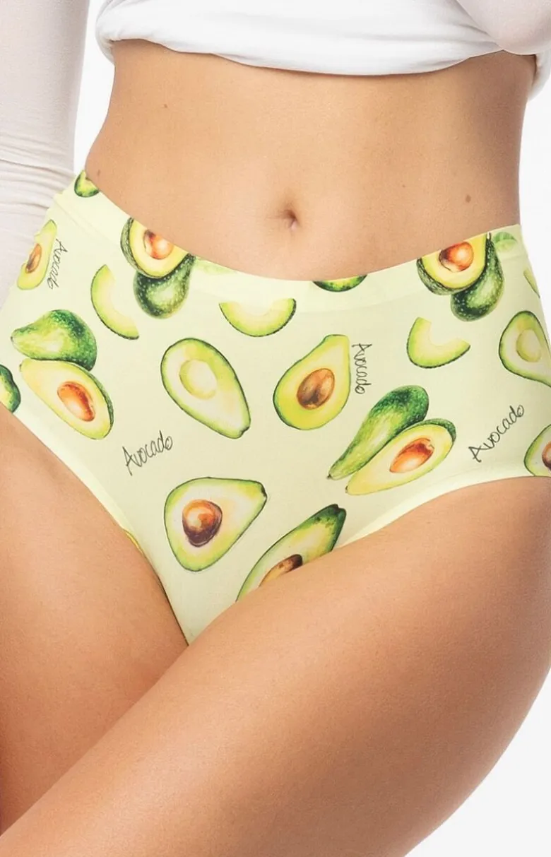 Damskie Julimex Majtki Z Wysokim Stanem|Figi Bezszwowe - figi damkie Avocado imple Claic