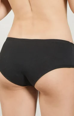 Damskie Kappa Figi, Stringi, Panty|Figi Bawełniane - czarne figi dakie bawełniane o portowy kroju K2202