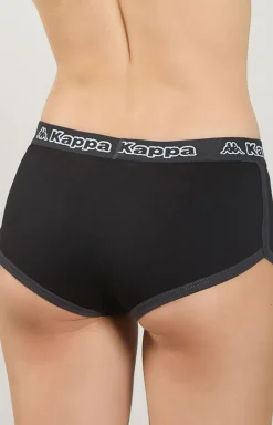 Damskie Kappa Panty Damskie - czarne szorty damskie sportowe z szeroką logowaną gumą K2170