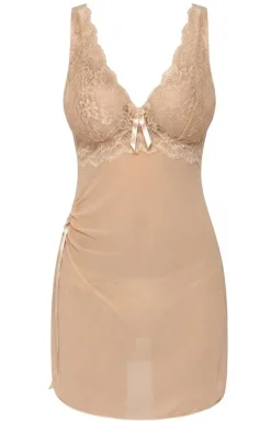 Damskie PariPari Lingerie Koszulki|Seksowna Koszula Nocna - Katia beżowa tiuowa kozuka nocna z koronką