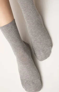 Damskie Conte Skarpetki|Długie Skarpetki - Klasyczne bawełniane skarpetki damskie szare 3DSOCKS
