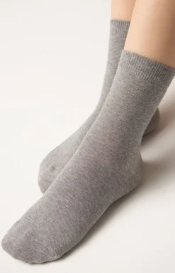 Damskie Conte Skarpetki|Długie Skarpetki - Klasyczne bawełniane skarpetki damskie szare 3DSOCKS