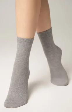 Damskie Conte Skarpetki|Długie Skarpetki - Klasyczne bawełniane skarpetki damskie szare 3DSOCKS