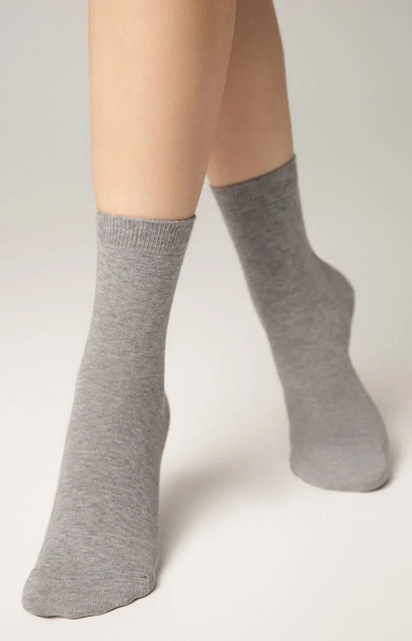 Damskie Conte Skarpetki|Długie Skarpetki - Klasyczne bawełniane skarpetki damskie szare 3DSOCKS