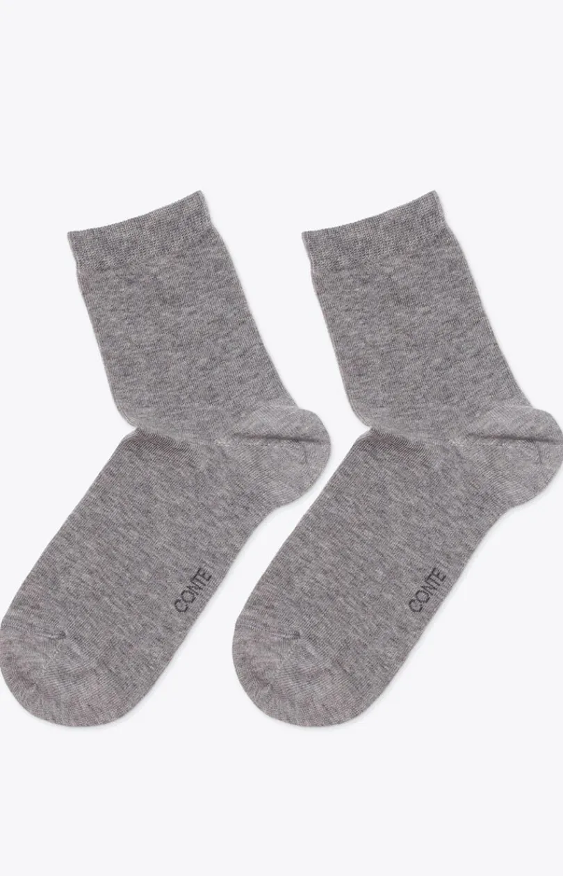 Damskie Conte Skarpetki|Długie Skarpetki - Klasyczne bawełniane skarpetki damskie szare 3DSOCKS