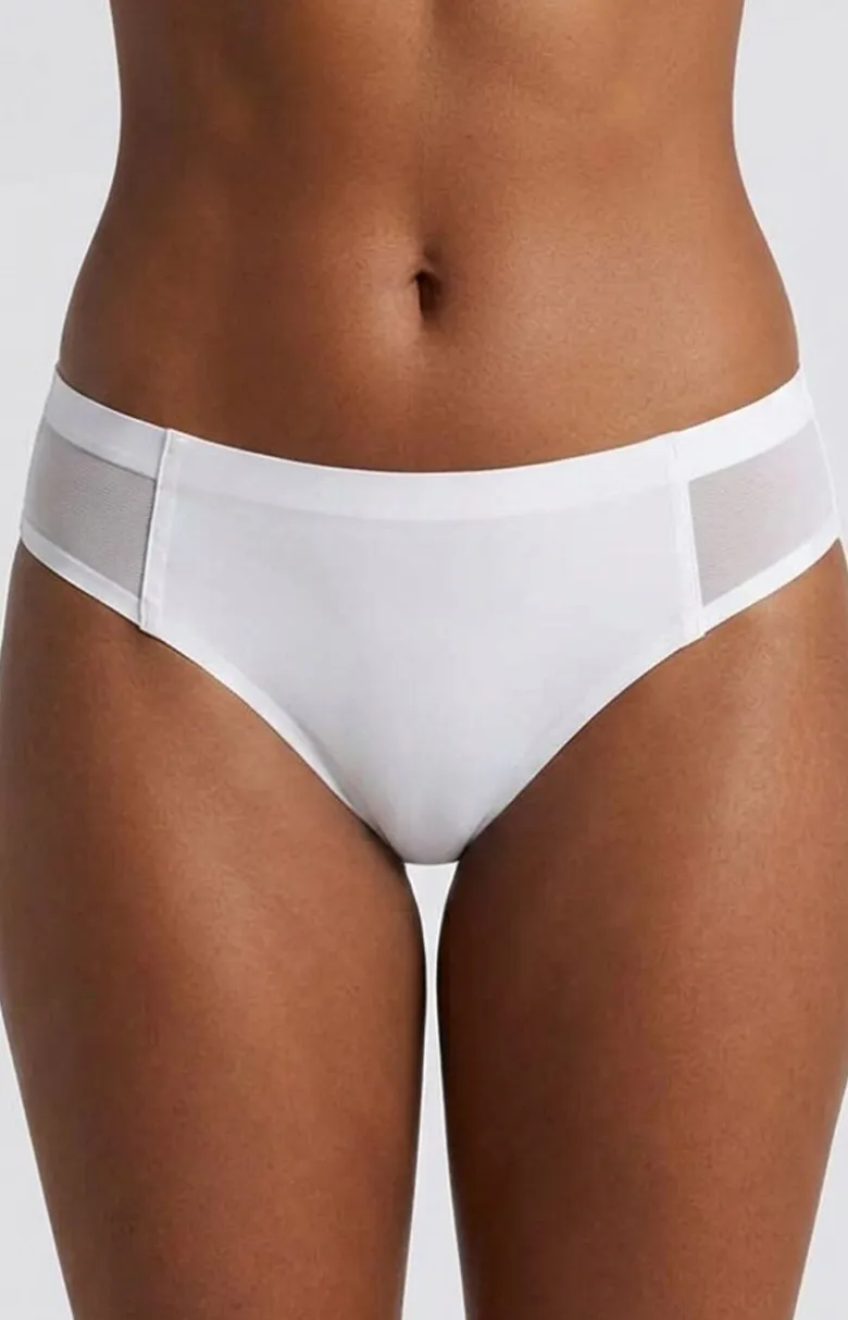 Klasyczne majtki z siateczką białe bezszwowe Bikini figi