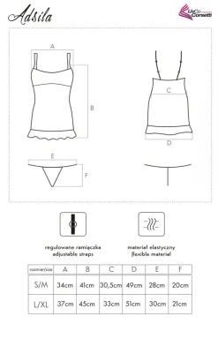 Komplet bielizny koszulka i stringi Adsila LC 30098