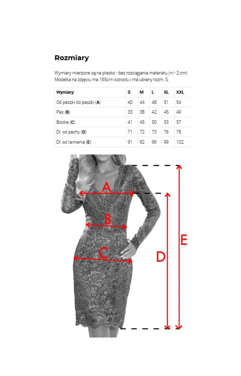 Numoco Moda - Koronkowa ukienka z długim rękawkiem czerwona 170-16