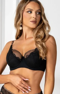 Dama Kier Biustonosz Koronkowy|Biustonosze Semi-Soft - Koronkowe figi damskie tanga 8968 Azaia