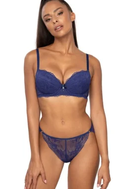 Koronkowe stringi damskie granatowe Maxine S-3827/4