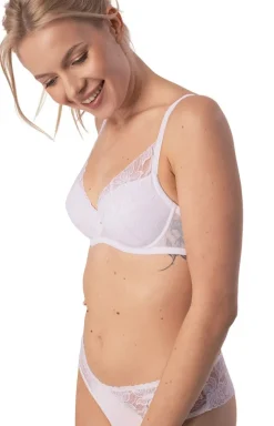 Koronkowy biustonosz push up biały Laura
