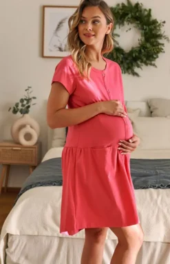 Damskie Doctor Nap Bielizna Ciążowa|Ciążowa Bielizna Nocna - Koszua nocna ciążowa i do karmienia TCB.9445.PEONY