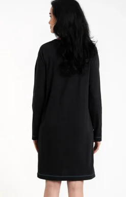 Damskie Italian Fashion Koszule Nocne|Koszule Nocne Damskie - Kozua nocna daka czarna na długi rękaw Oza