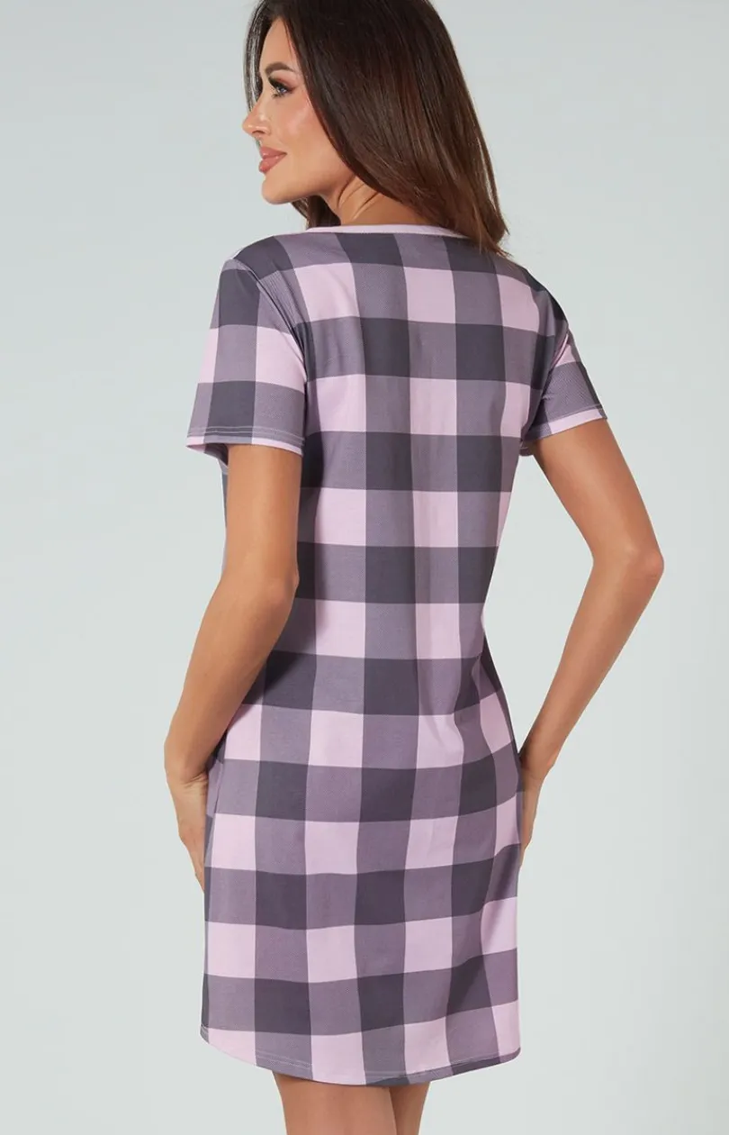 Damskie Italian Fashion Koszule Nocne Damskie|Koszula Nocna Rozpinana - Koszula nocna daska na krótki rękaw Kayo
