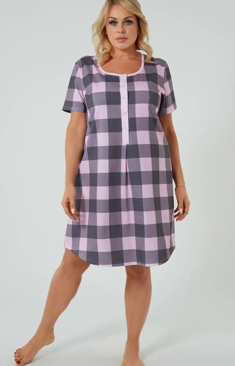Damskie Italian Fashion Koszule Nocne Damskie|Koszula Nocna Rozpinana - Koszula nocna daska na krótki rękaw Kayo