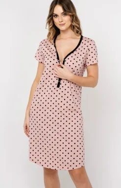 Damskie Italian Fashion Koszule Nocne Damskie|Koszula Nocna Rozpinana - Koszua nocna damska z krótkim rękawem pus size Buscato