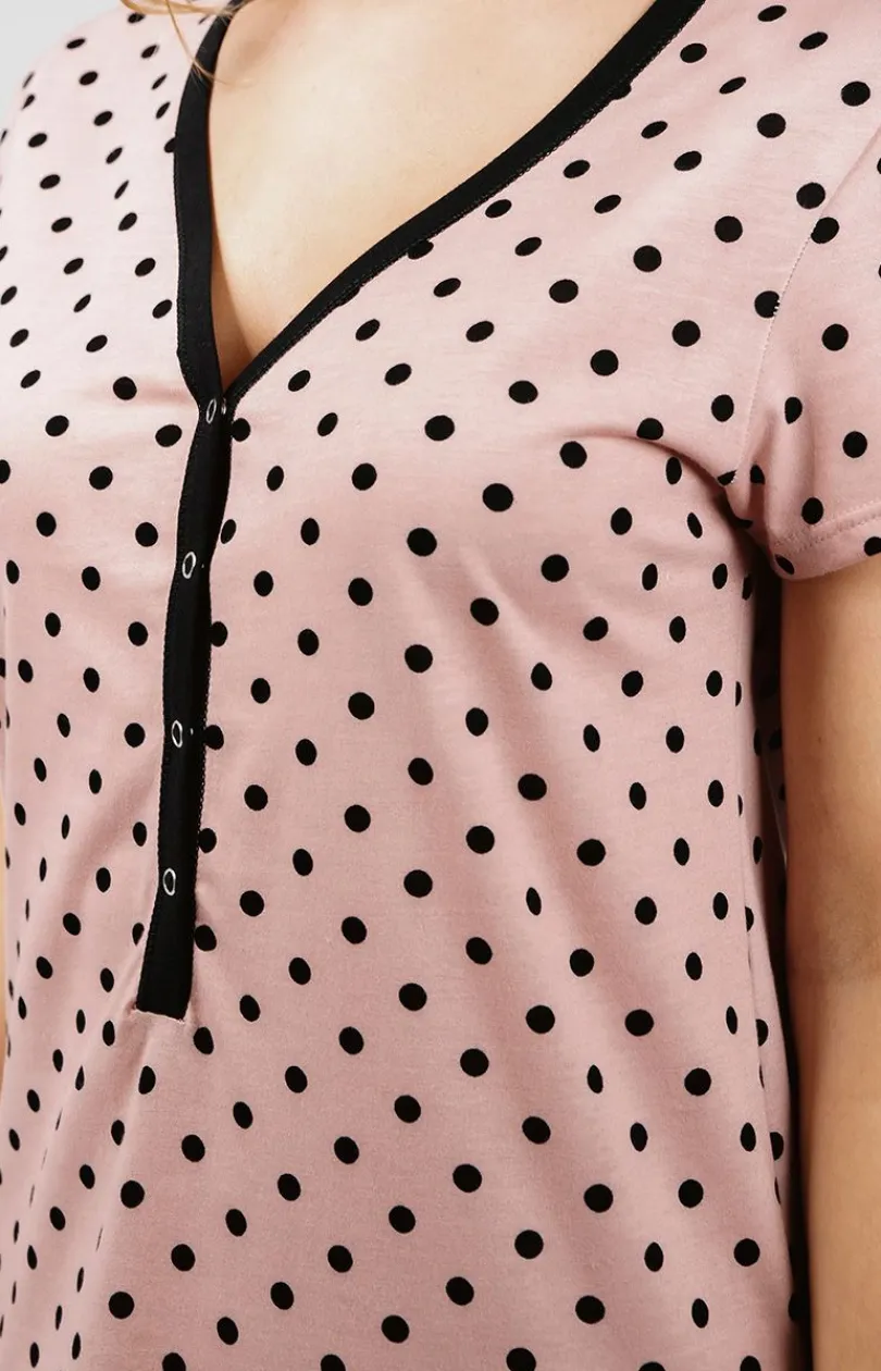 Damskie Italian Fashion Koszule Nocne Damskie|Koszula Nocna Rozpinana - Koszua nocna damska z krótkim rękawem pus size Buscato
