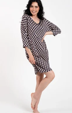 Damskie Italian Fashion Koszule Nocne|Piżamy Bawełniane - Kozua nocna daka z rękawe 3/4 ida