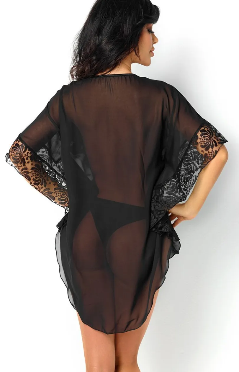 Damskie Beauty Night Koszulki|Seksowna Koszula Nocna - Koszulka nocna czarna Poppy chemise