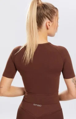 Koszulka Rashguard kawowa z krótkim rękawem Adapt