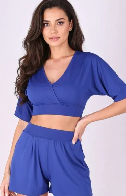 Damskie Passion Piżamy Damskie Krótkie|Bielizna Homewear - Krótka piżaa daka cienoniebieka BEUVIA