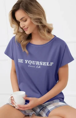 Damskie Italian Fashion Piżamy Damskie Krótkie|Piżamy Damskie - Krótka piżama damska jeans Rima