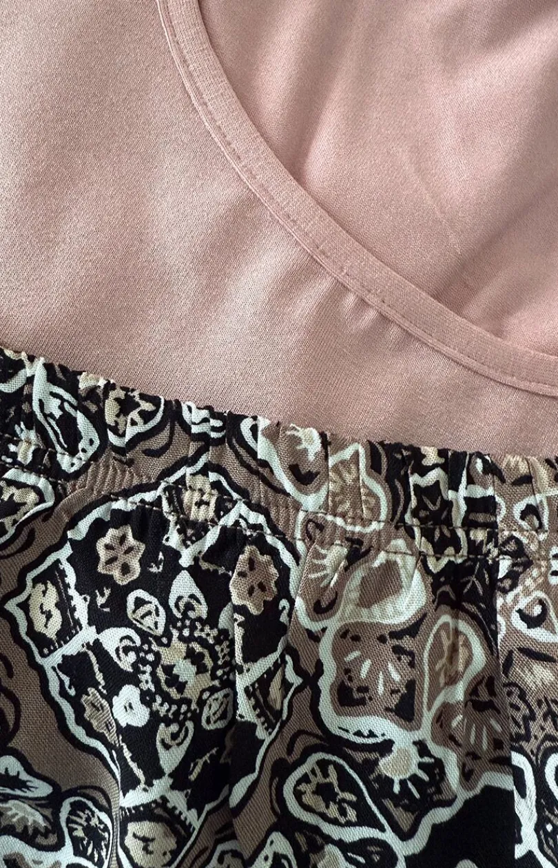 Damskie Momenti per me Bielizna Plus Size|Piżamy Damskie Krótkie - Krótka piżaa daka pudrowy róż atte Drea