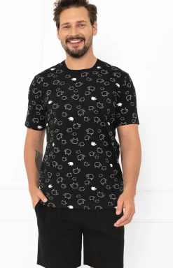 Męskie Italian Fashion Piżamy Męskie - Krótka piżama męska w owce Wito