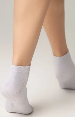 Krótkie bawełniane skarpetki damskie sportowe jasnoszare 3DSOCKS