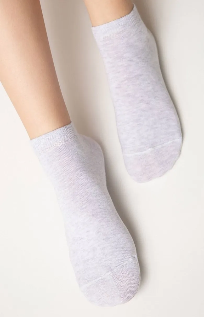 Krótkie bawełniane skarpetki damskie sportowe jasnoszare 3DSOCKS