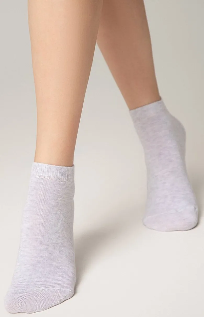 Krótkie bawełniane skarpetki damskie sportowe jasnoszare 3DSOCKS