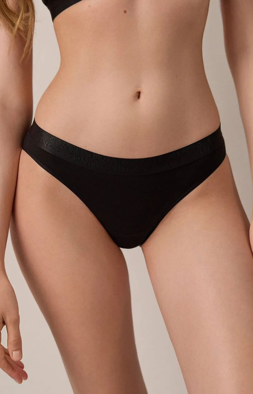 Conte Figi Bawełniane|Biustonosze Sportowe - ajtki bikini czarne FEXIBE B 2240
