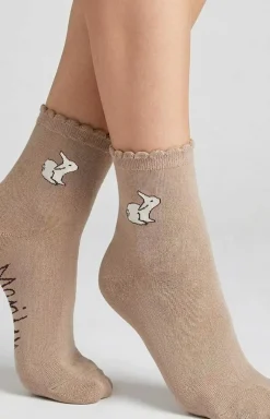 Marilyn bawełniane skarpetki damskie z zajączkiem mocca SCP Bunny