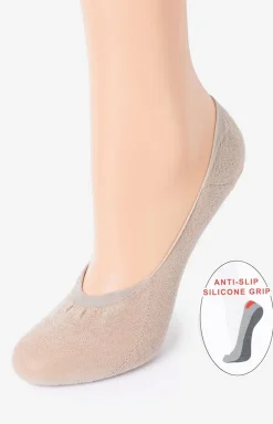 Marilyn beżowe stopki damskie z silikonem Cotton Anti-Slip