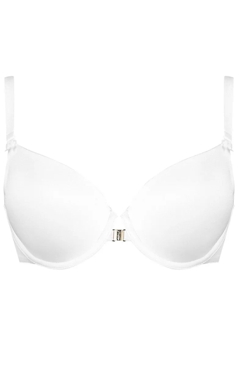 Marilyn biały biustonosz gładki push-up zapinany z przodu Enigma 01