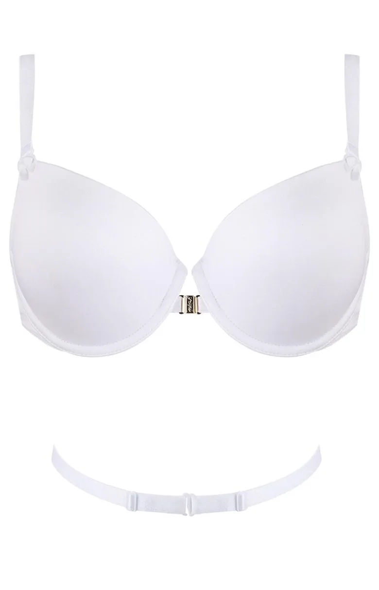 Marilyn biały biustonosz gładki push-up zapinany z przodu Enigma 01