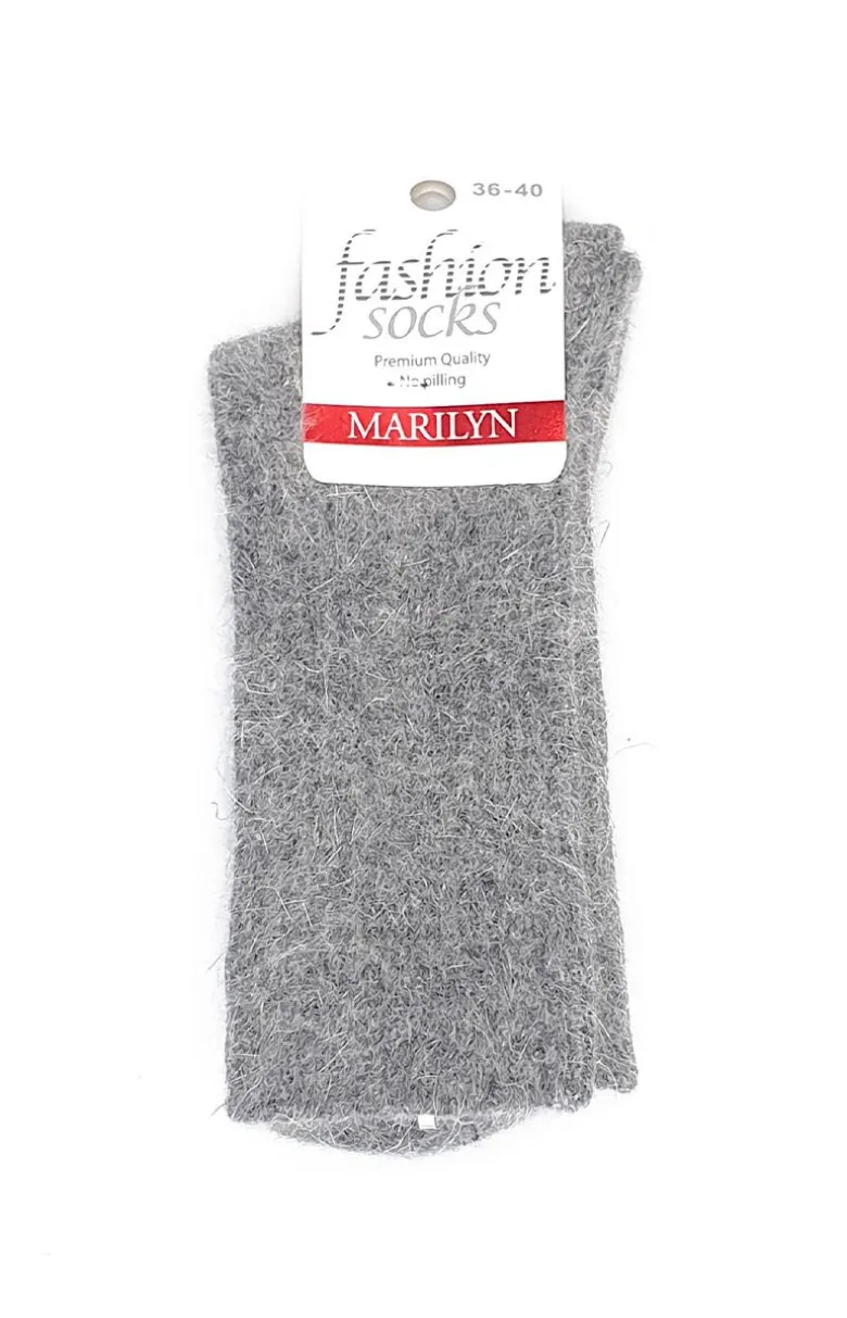 Marilyn ciepłe skarpetki damskie jasnoszare Angora F28