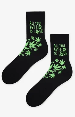Marilyn czarne skarpetki męskie Weed Love