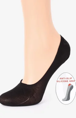 Marilyn Skarpetki - czarne stopki damskie z silikonem Cotton Anti-Slip